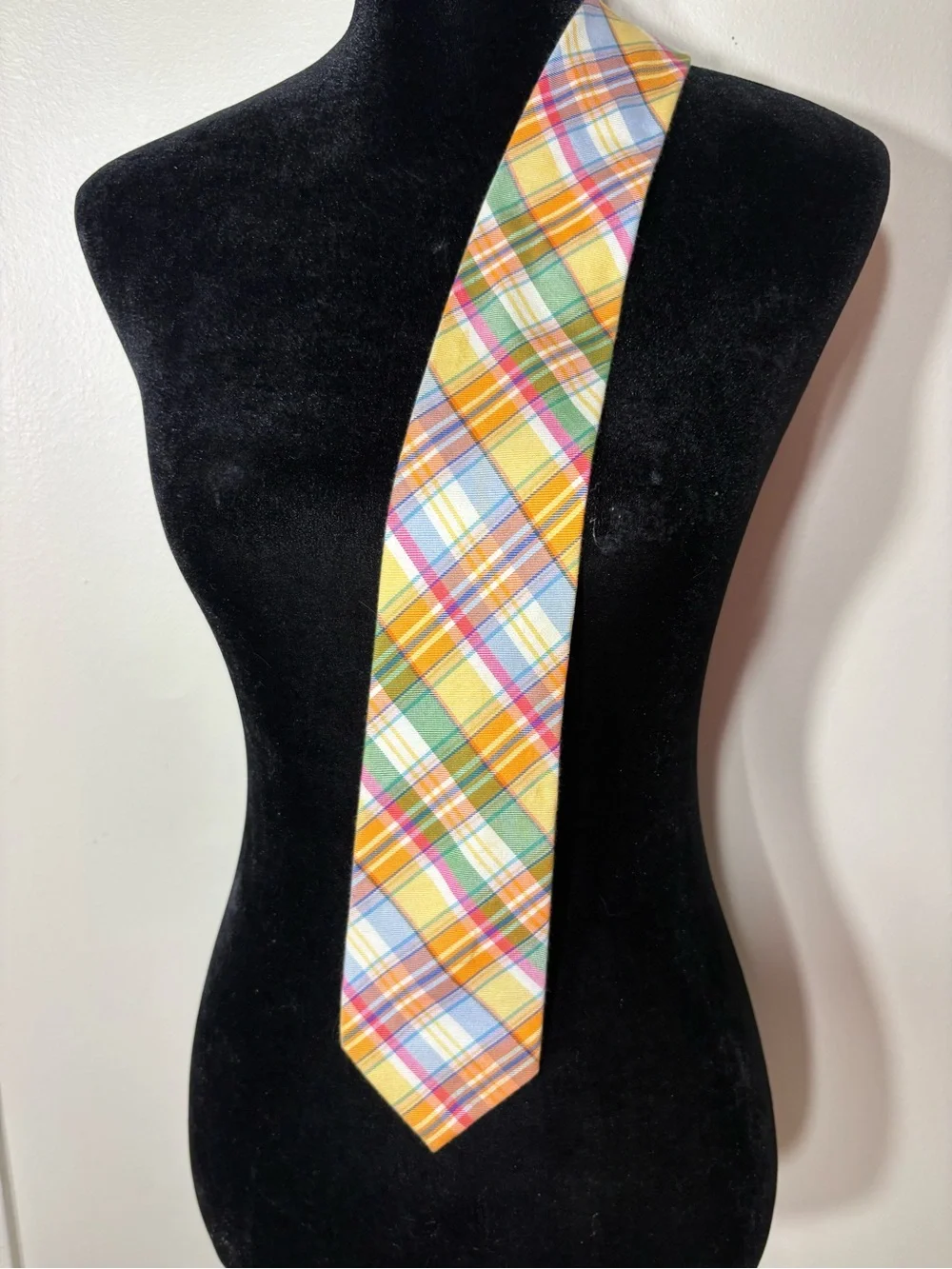 Izod Plaid Silk Tie in Yellow, Green, Blue & Orange
